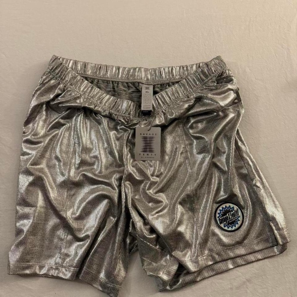 Savage‎ X Fenty Metallic Silver Lounge Shorts XL New With Tags Rihanna Lounge